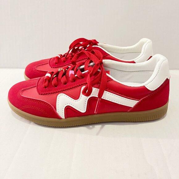 Red Madden Girl Sneakers with Shoelace Charms - Picture 1 of 9